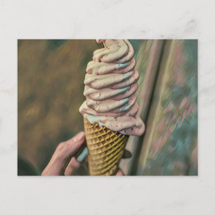 Cool cold freezing ice cream postcard