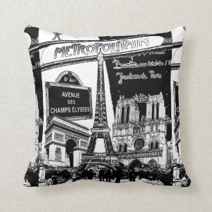 Cool Collage of Photo Illustrations of Paris Cushion