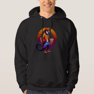 Cool Colobus Monkey Modern Urban Style Sunset Retr Hoodie