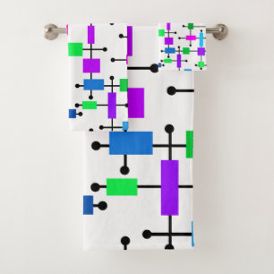 Cool Color Grid  Bath Towel Set