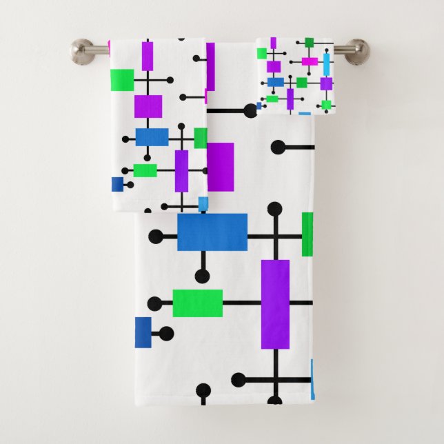 Cool Color Grid  Bath Towel Set (Insitu)