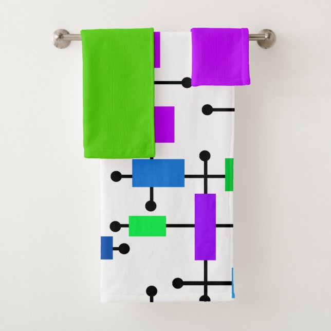 Cool Color Grid  Bath Towel Set (Insitu)