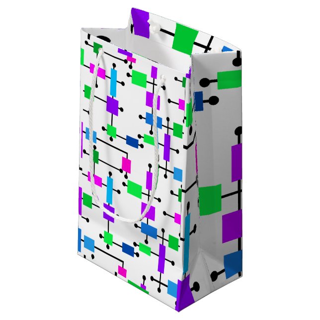 Cool Color Grid  Small Gift Bag (Front Angled)