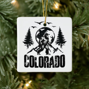 Cool Colorado Day Bigfoot Vintage Hiking Ceramic Ornament