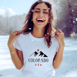 Cool Colorado USA Mountains with Star Light-Colour T-Shirt