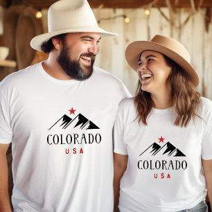 Cool Colorado USA Mountains with Star Light-Colour T-Shirt
