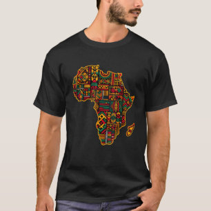 Cool Colorful Africa Map Men Women Kente African L T-Shirt