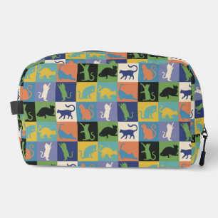 Cool Colorful Cats in Quilt Squares Dopp Kit