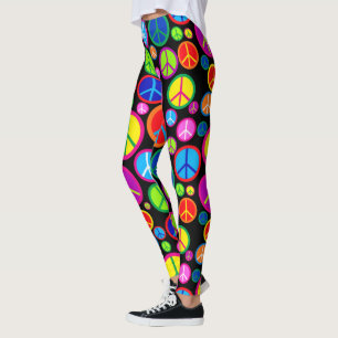 Cool Colorful Groovy Peace Symbols Leggings
