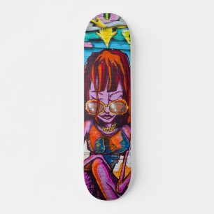 Cool Colorful Modern Lady Street Art Skateboard