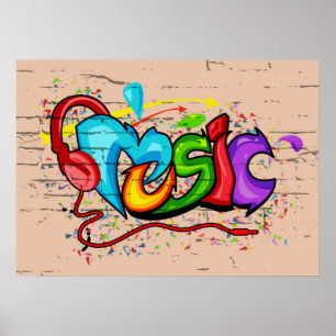Cool Colorful Music Graffiti Poster