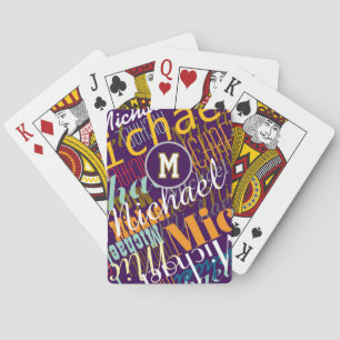 Cool Colorful Names Monogrammed Playing Cards