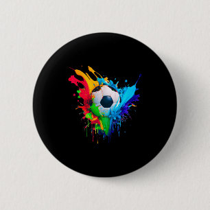 Cool Colorful Soccer Ball Splash Love Soccer Art S 6 Cm Round Badge
