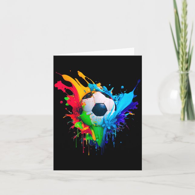 Cool Colorful Soccer Ball Splash Love Soccer Art S Card (Front)