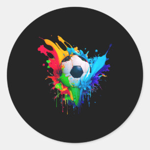 Cool Colorful Soccer Ball Splash Love Soccer Art S Classic Round Sticker