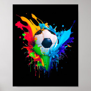 Cool Colorful Soccer Ball Splash Love Soccer Art S Poster