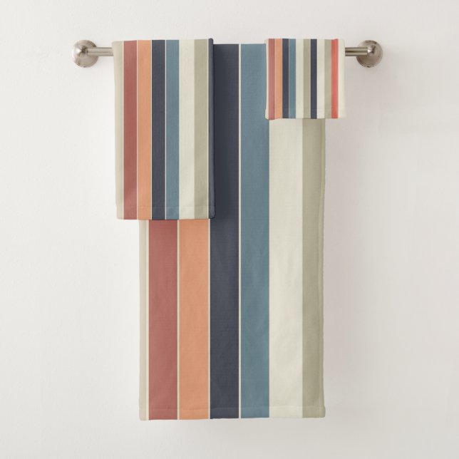 Cool Colour Palette Stripes  Bath Towel Set (Insitu)