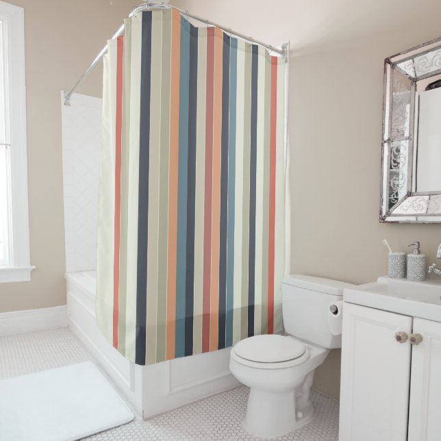 Cool Colour Palette Stripes   Shower Curtain (In Situ)