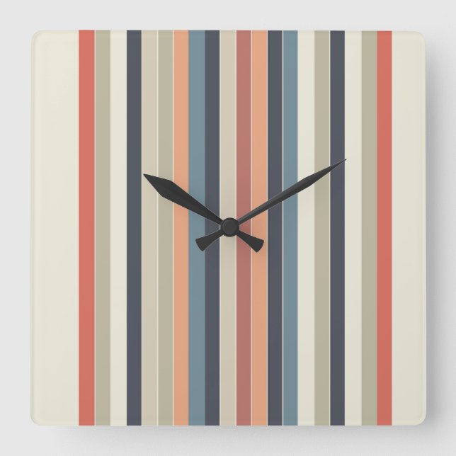 Cool Colour Palette Stripes  Square Wall Clock (Front)