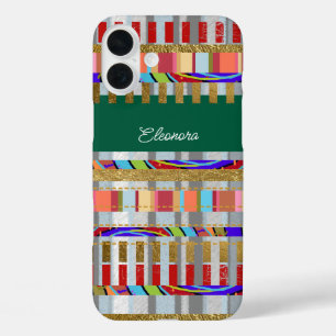 Cool Colour Pattern of Stripes With Her Name iPhone 16 Plus Case