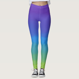 Cool coloured ombre leggings purple to green.
