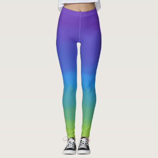 Cool coloured ombre leggings purple to green.