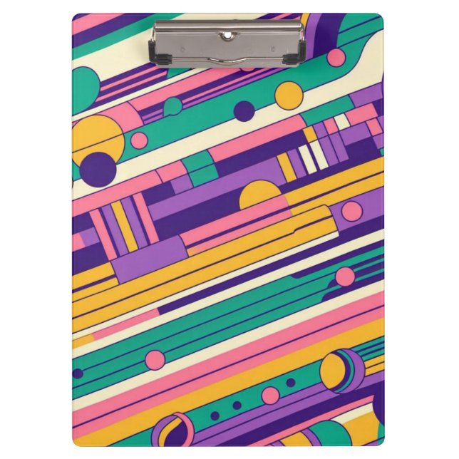 Cool, colourful 80s/90s retro designed clipboard (Front)