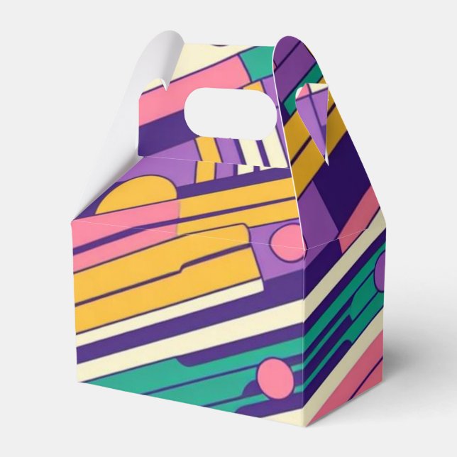 Cool, colourful 80s/90s retro designed favour box (Front Side)