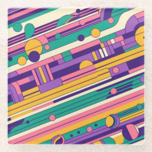 Cool, colourful 80s/90s retro designed glass coaster
