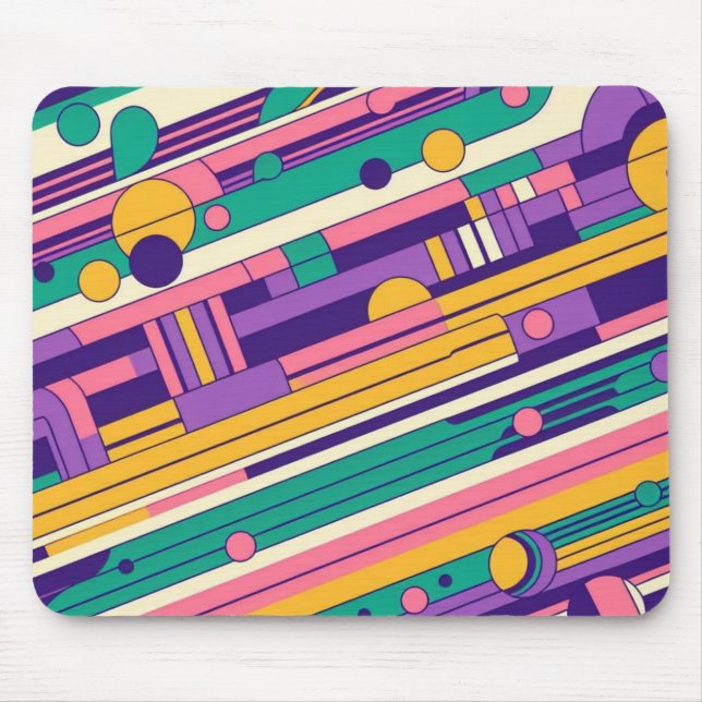 Cool, colourful 80s/90s retro designed mouse mat (Front)
