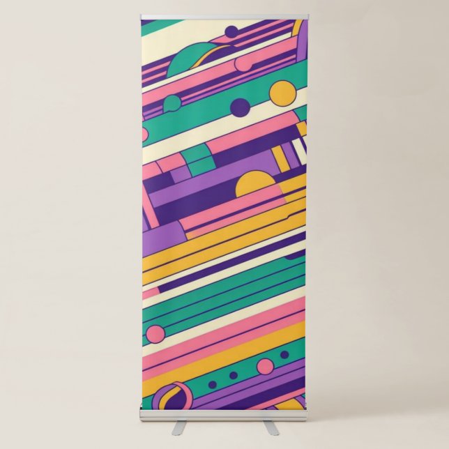 Cool, colourful 80s/90s retro designed retractable banner (Front)