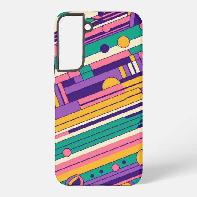 Cool, colourful 80s/90s retro designed samsung galaxy s22+ case (Back)