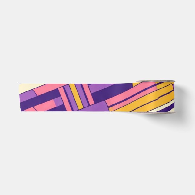 Cool, colourful 80s/90s retro designed satin ribbon (Front)