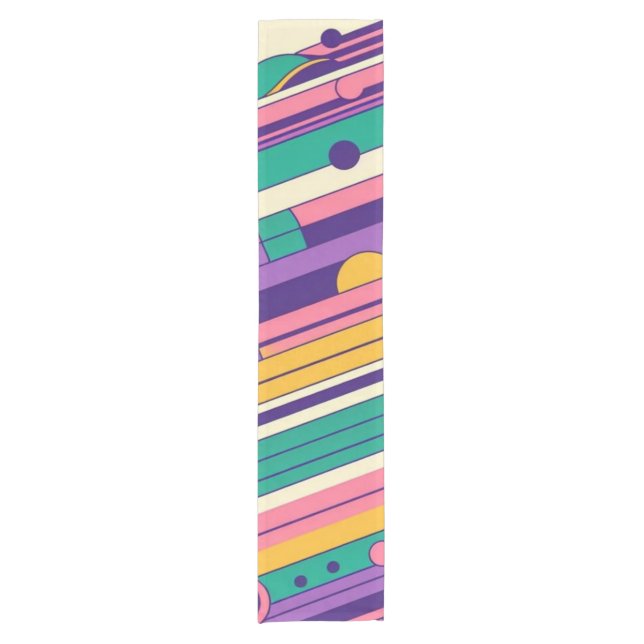 Cool, colourful 80s/90s retro designed short table runner (Front)