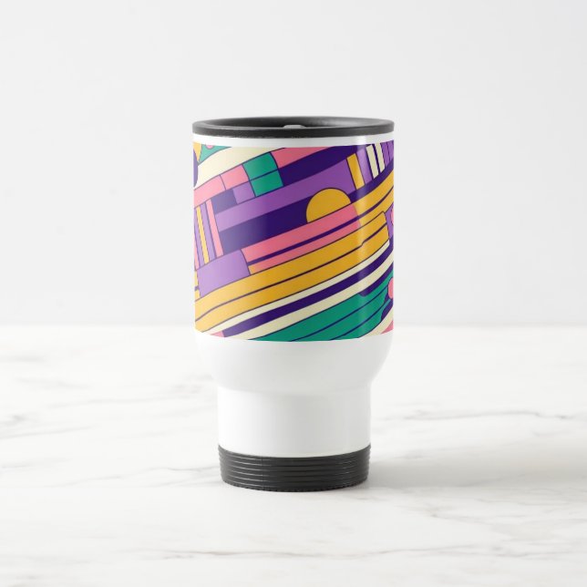 Cool, colourful 80s/90s retro designed travel mug (Center)