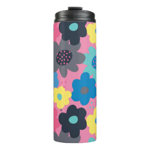 Cool Colourful Abstract 60s Hippie Floral Pattern Thermal Tumbler