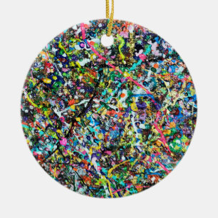 Cool Colourful Abstract Art Paint Splatter Pattern Ceramic Tree Decoration