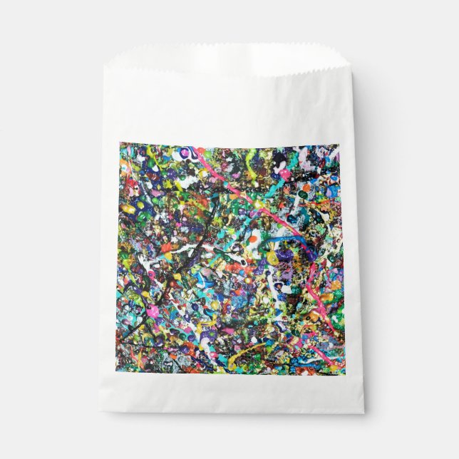 Cool Colourful Abstract Art Paint Splatter Pattern Favour Bags (Front)