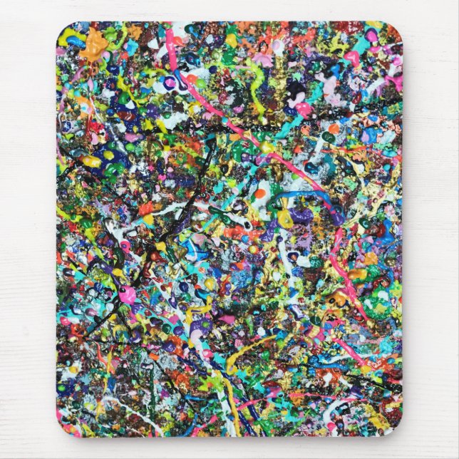 Cool Colourful Abstract Art Paint Splatter Pattern Mouse Mat (Front)