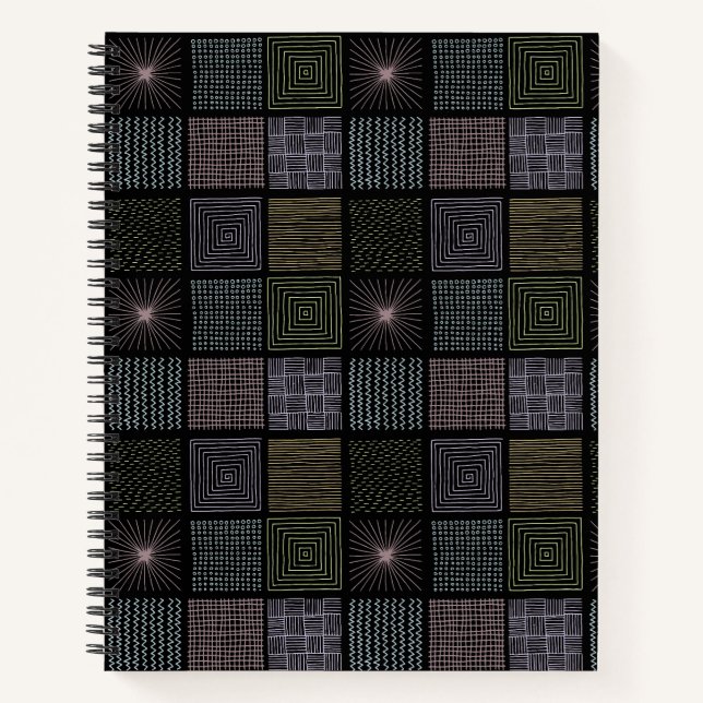 Cool Colourful Abstract Black Notebook (Front)