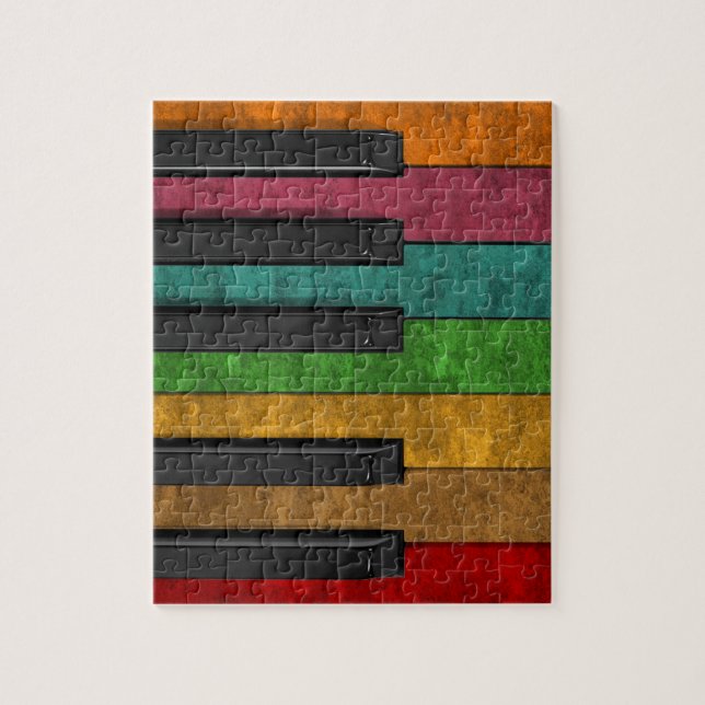 Cool colourful antique grunge effect piano jigsaw puzzle (Vertical)