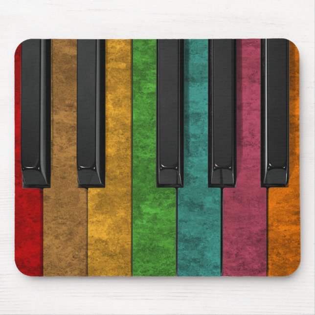 Cool colourful antique grunge effect piano mouse mat (Front)