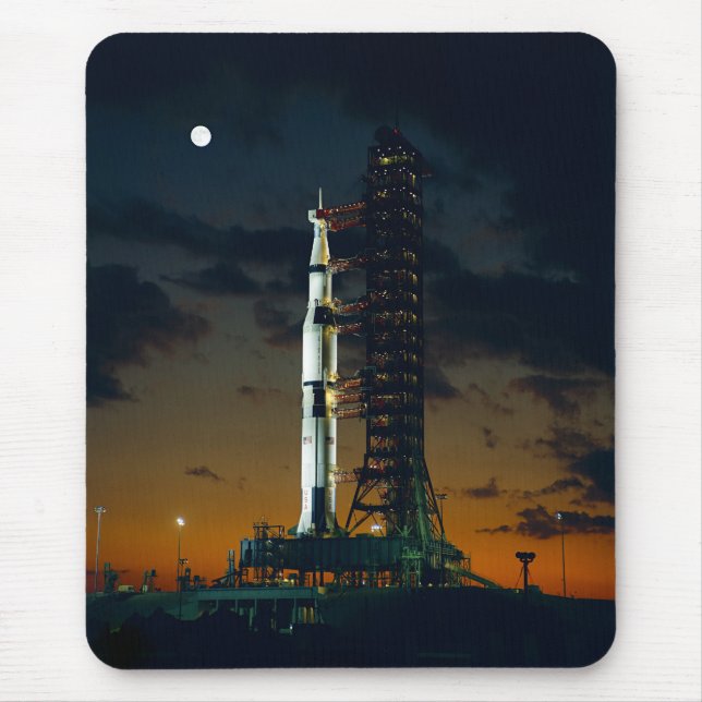 Cool Colourful Apollo Moon Mission at Launchpad Mouse Mat (Front)