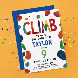 Cool Colourful Blue Rock Climb Adventure Birthday  Invitation