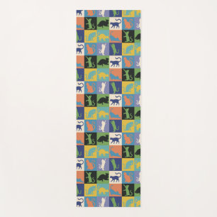 Cool Colourful Cat Silhouettes in Quilt Squares Yoga Mat