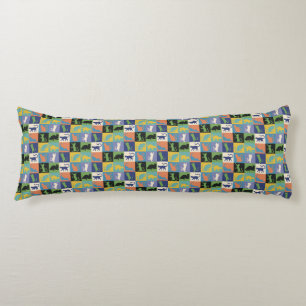 Cool Colourful Cats in Quilt Squares Body Cushion