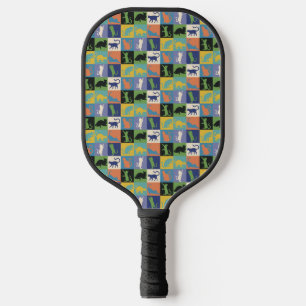 Cool Colourful Cats in Quilt Squares Pickleball Paddle