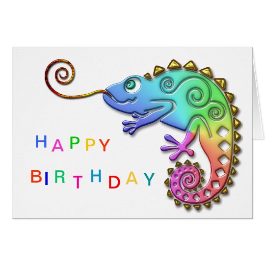 Cool Colourful Chameleon Birthday Card