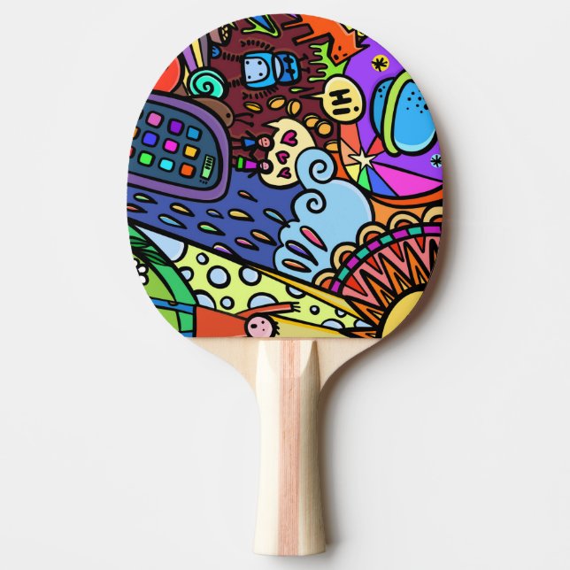 Cool & Colourful Comic Graffiti Ping Pong Paddle (Front)