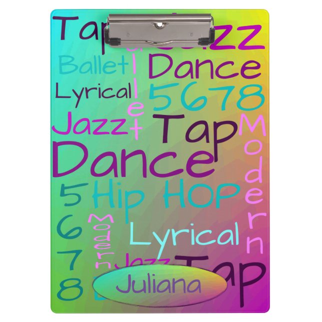 Cool Colourful Dance Personalised Clipboard (Front)